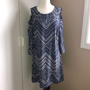 Blue & white print dress by AUW
